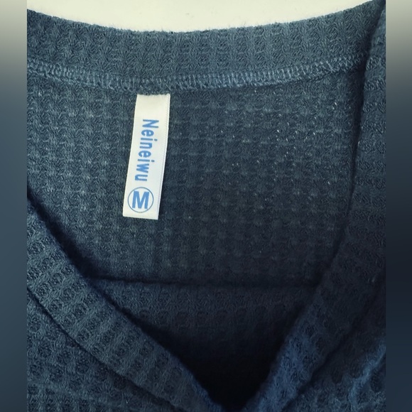 Neineiwu Womens Size Medium Blue Long Sleeve Stretch Pullover Top Boho Retro - Picture 3 of 8